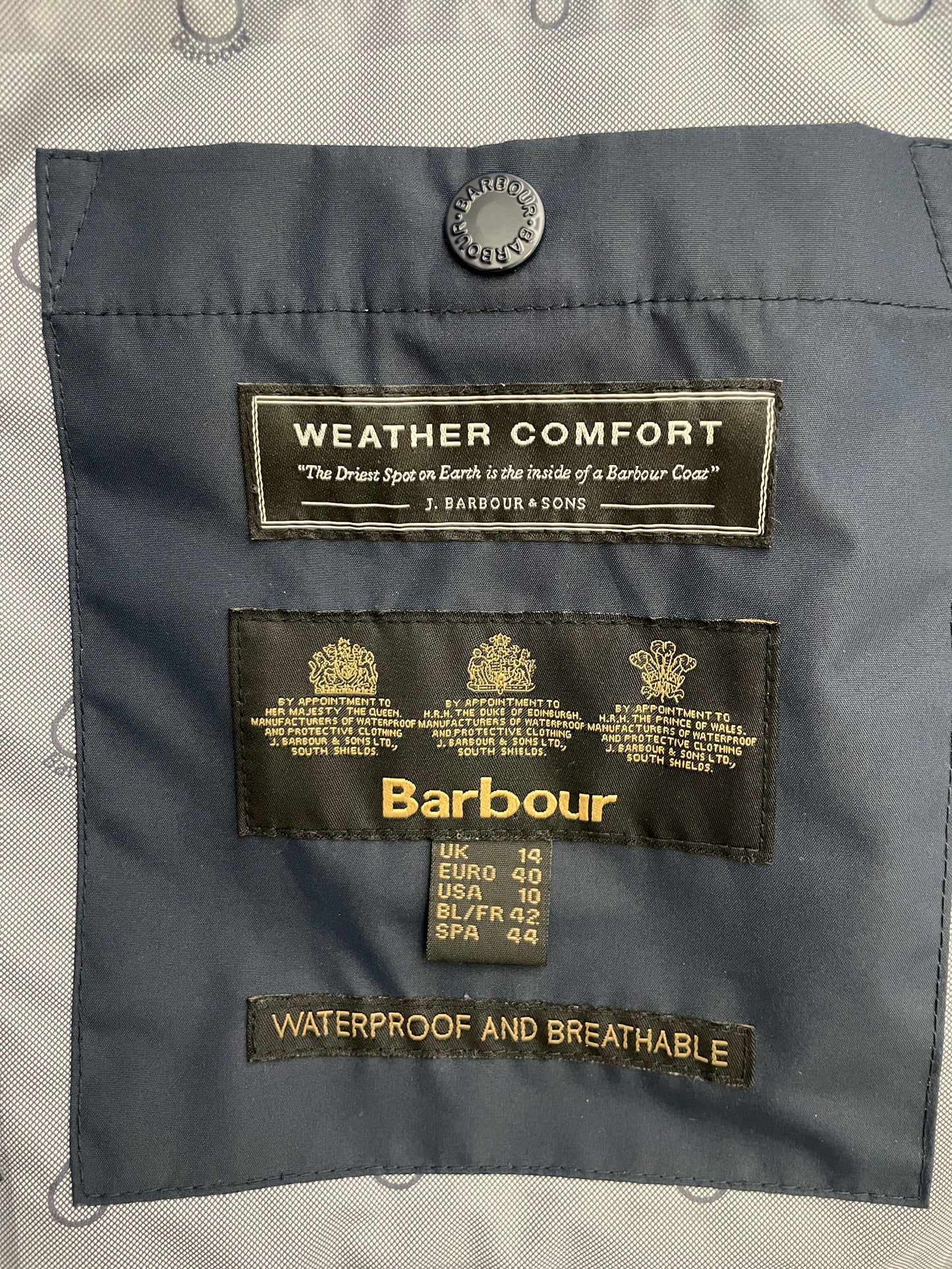 Barbour Waterproof Jacket Size 14