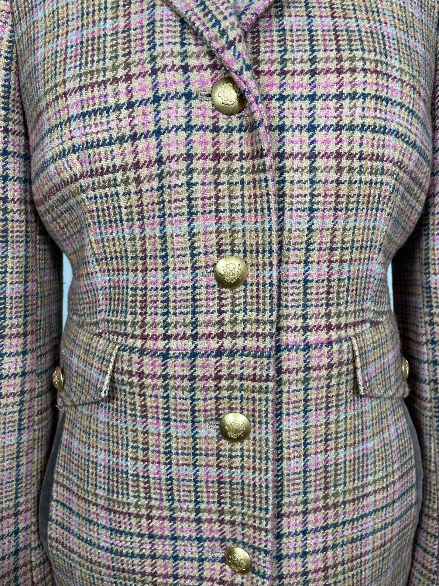 Joules Long Pink Tweed Coat Size 12