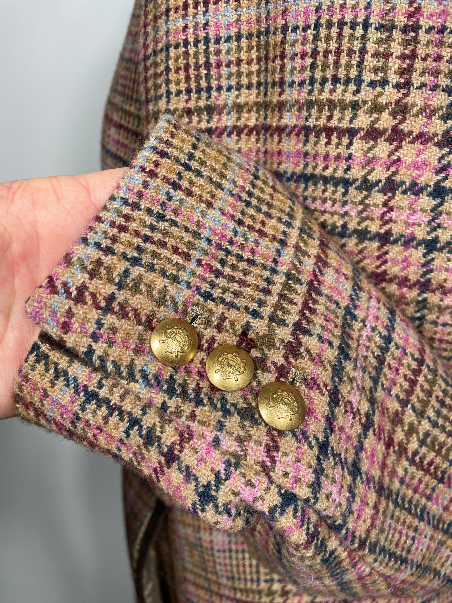 Joules Long Pink Tweed Coat Size 12