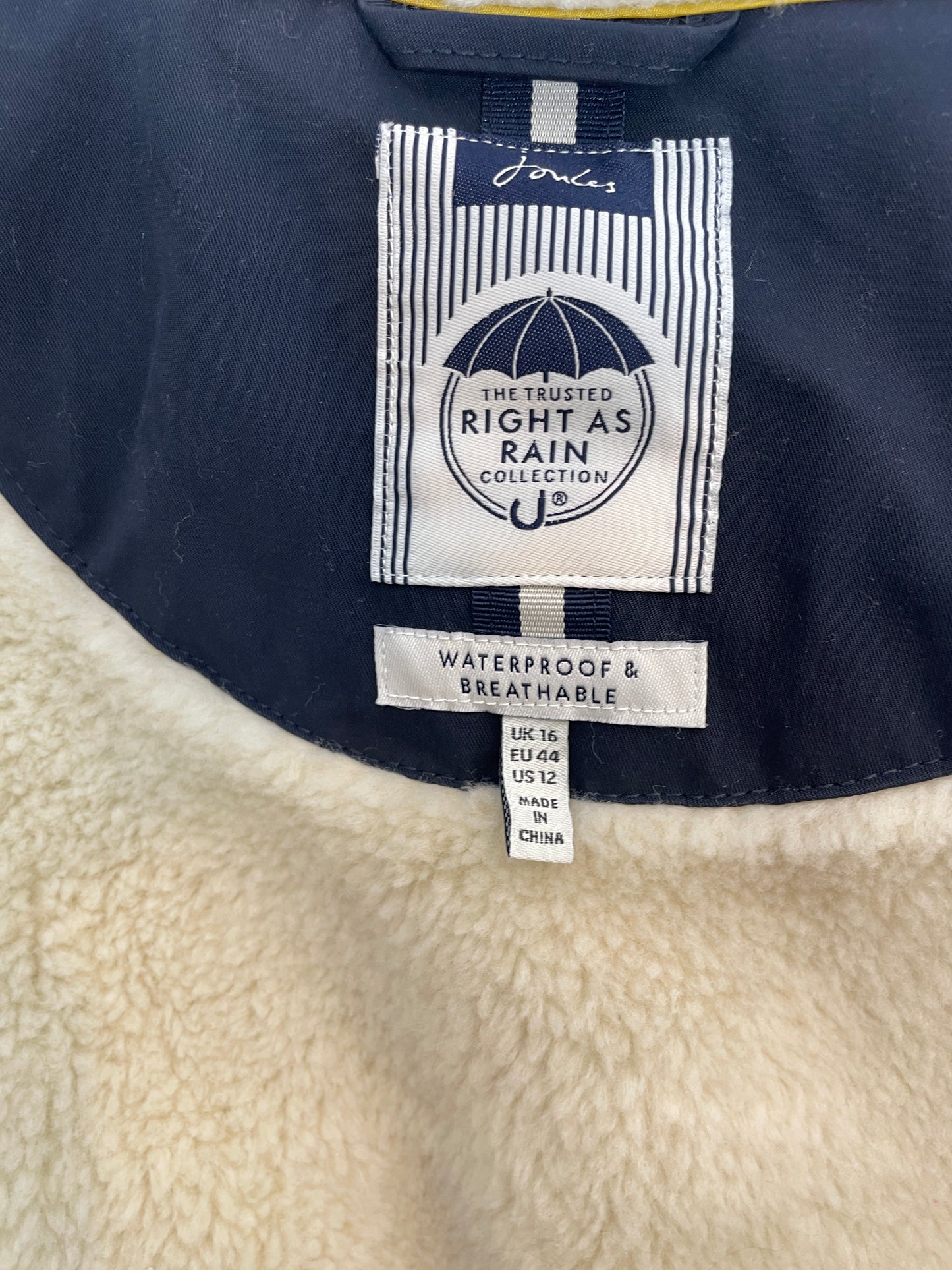 Joules Waterproof Long Coat Size 16