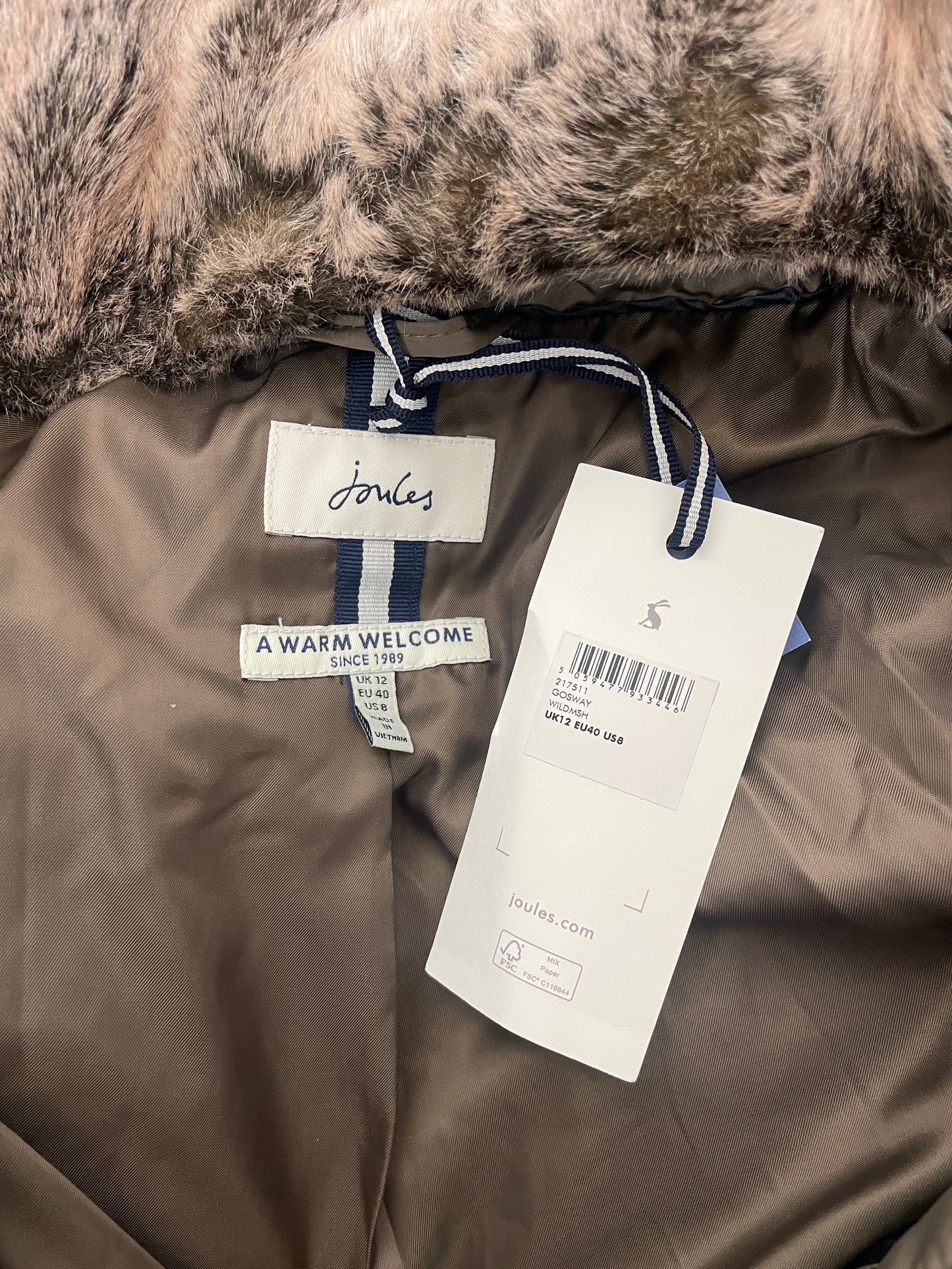 Joules Gosway Coat 'Wild Mushroom' NWT