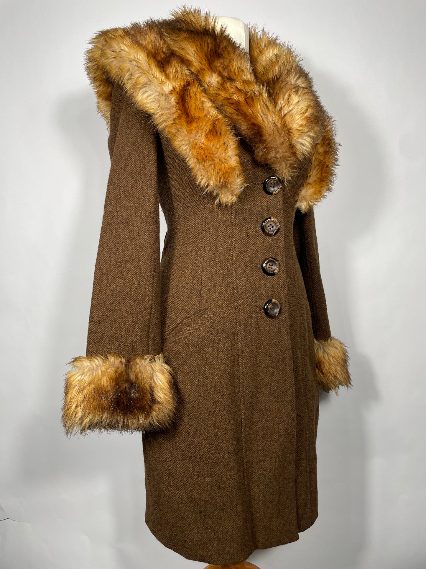 Topshop Premium Herringbone Tweed Coat