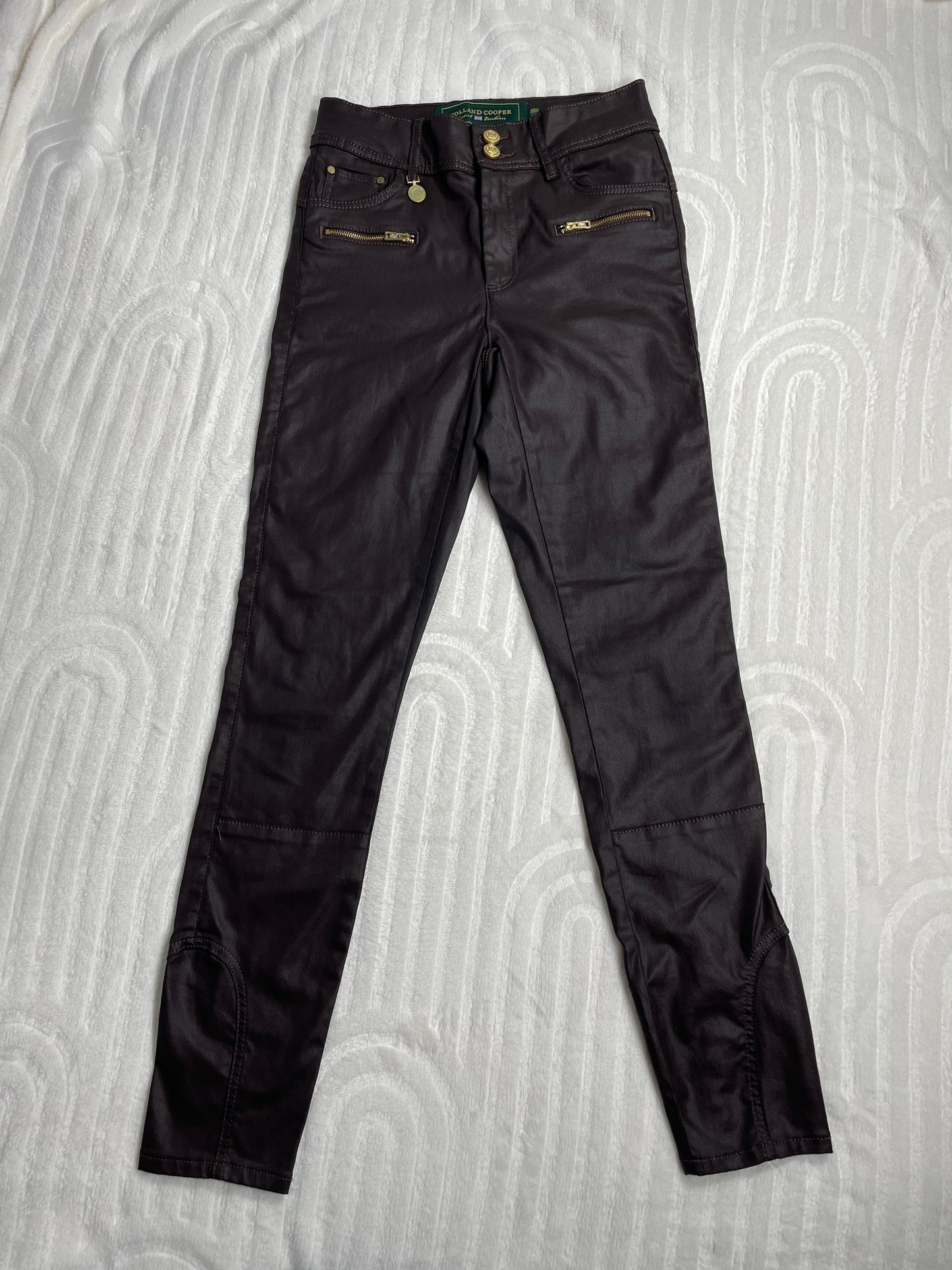 Holland Cooper Brown Leather Look Jeans