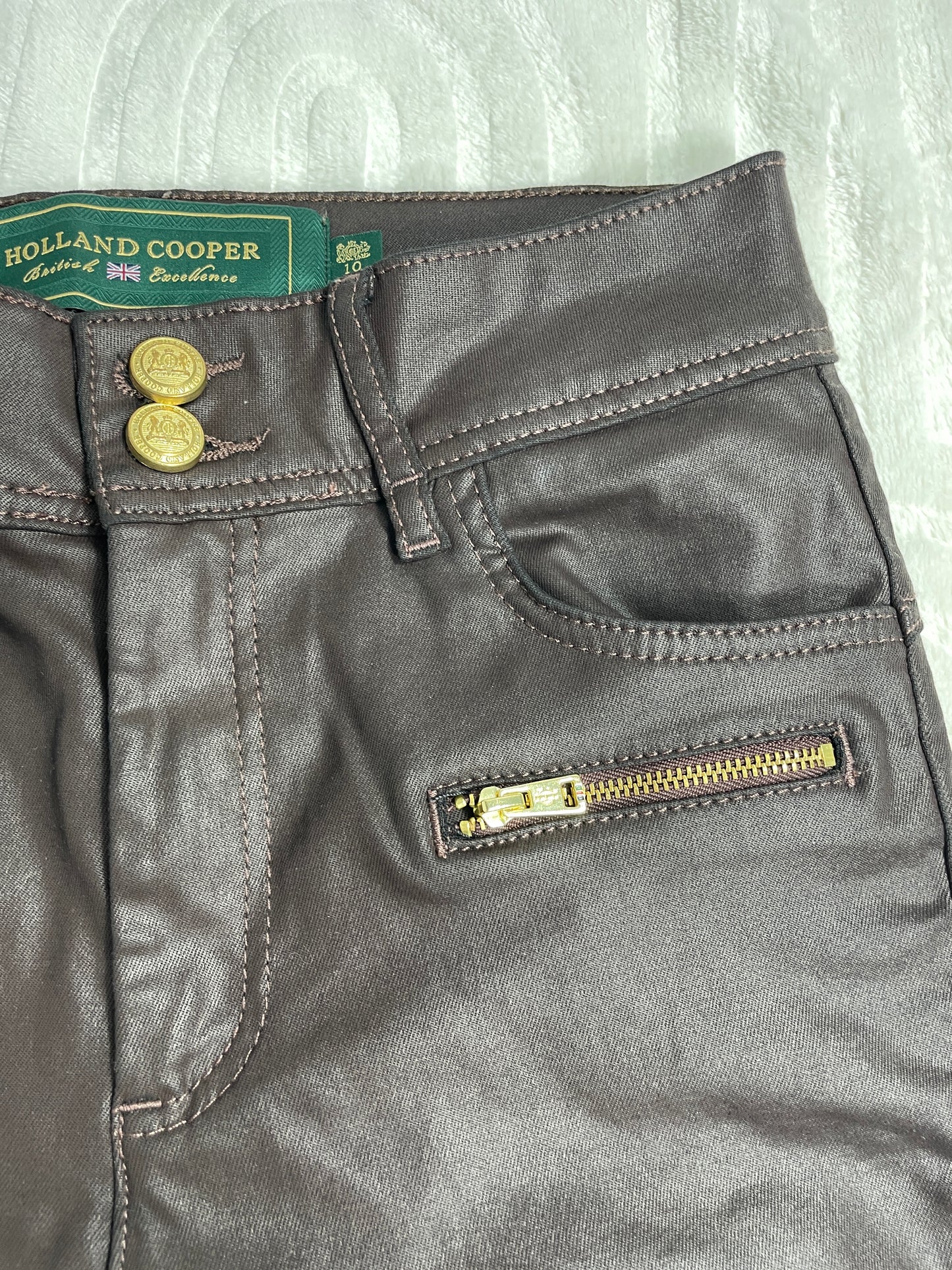 Holland Cooper Brown Leather Look Jeans