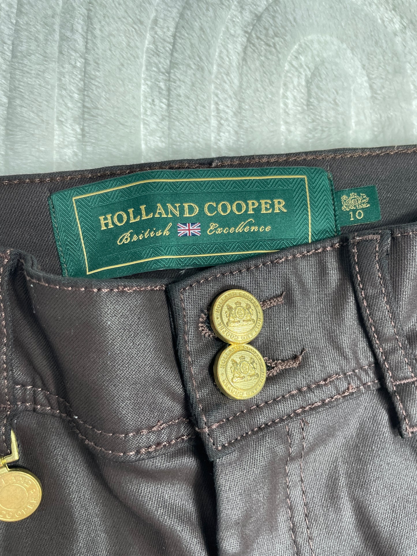 Holland Cooper Brown Leather Look Jeans