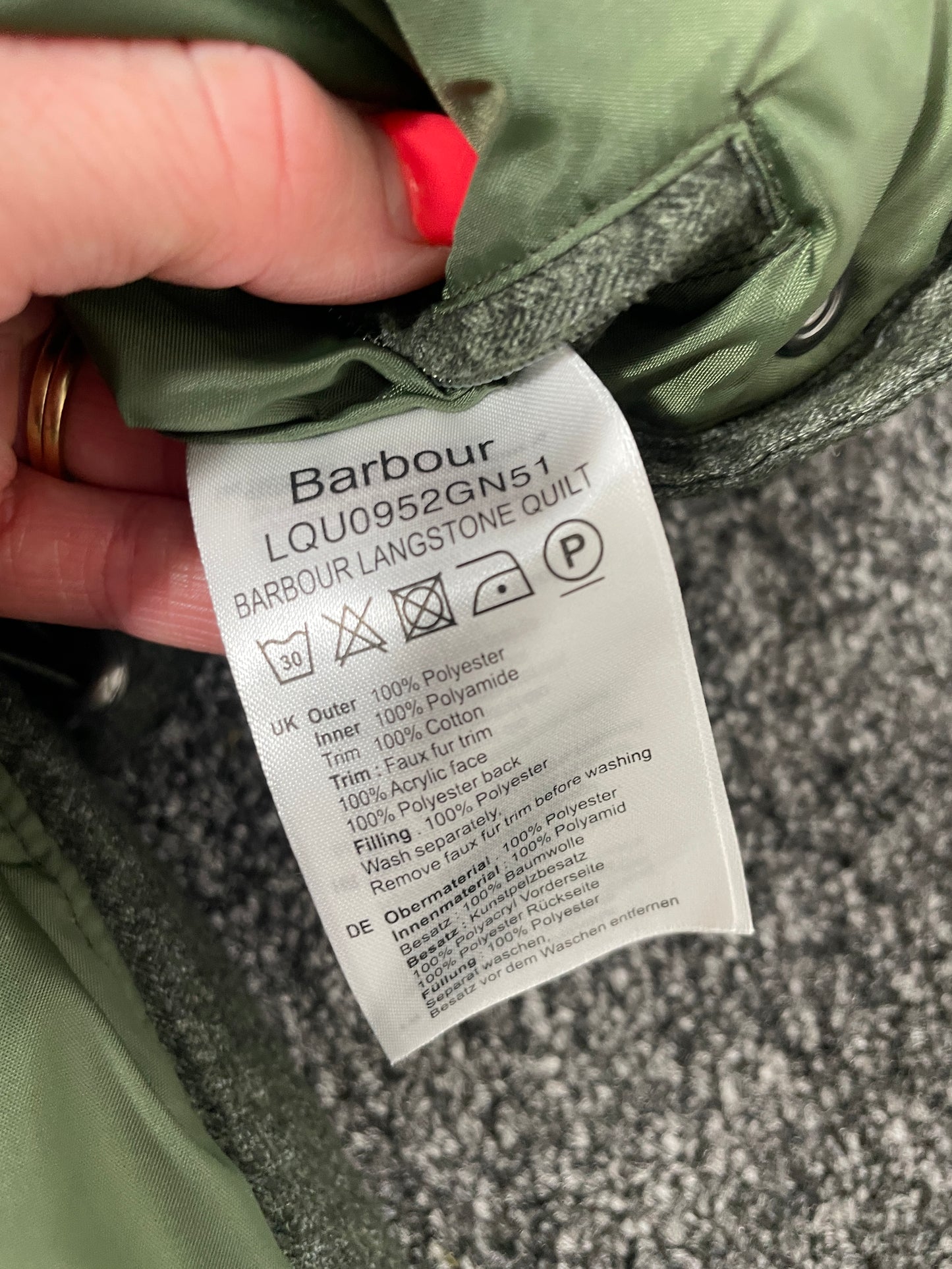 Barbour Langstone Quilted Coat Size 10