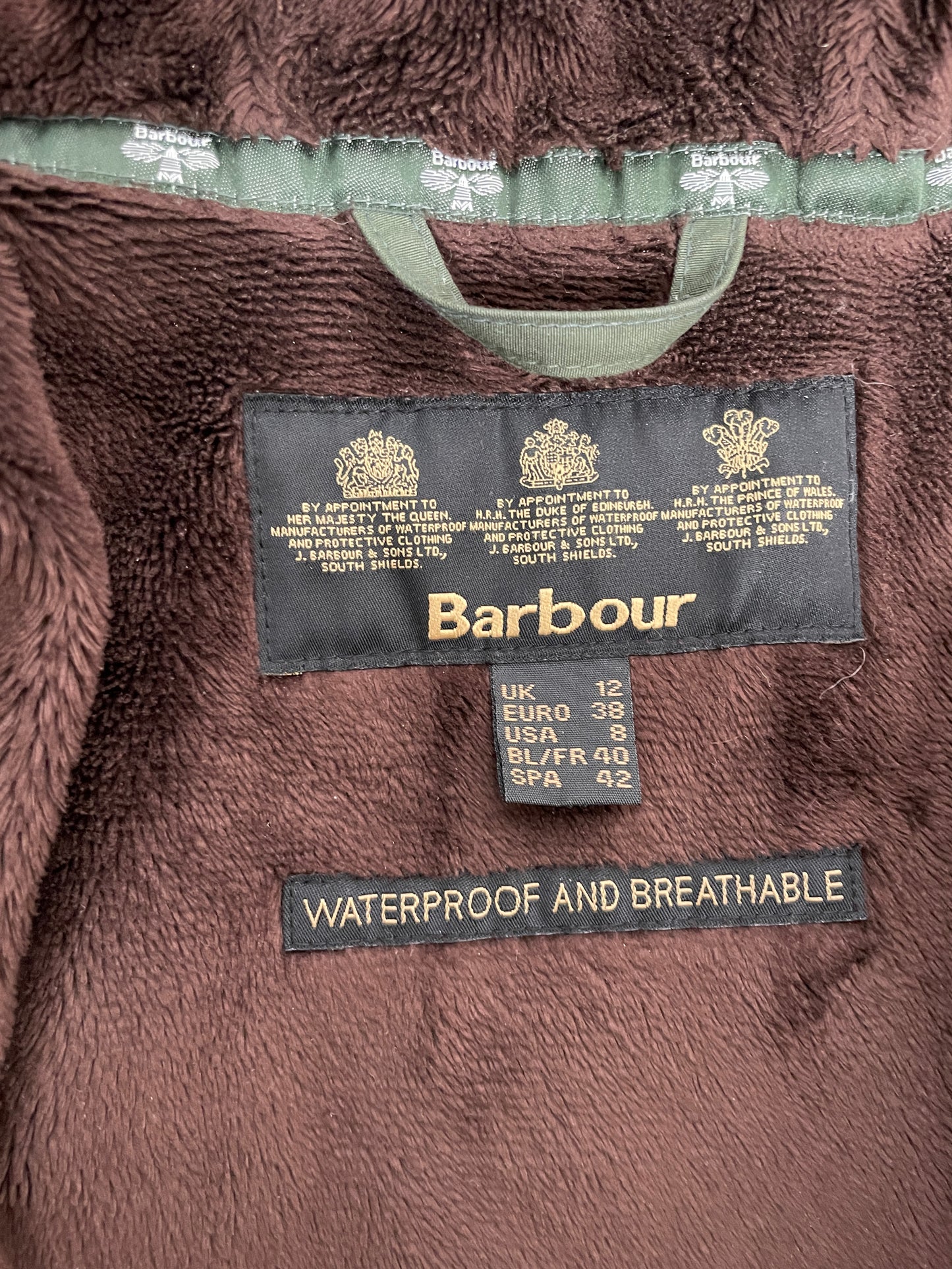 Barbour Waterproof Coat Size 12