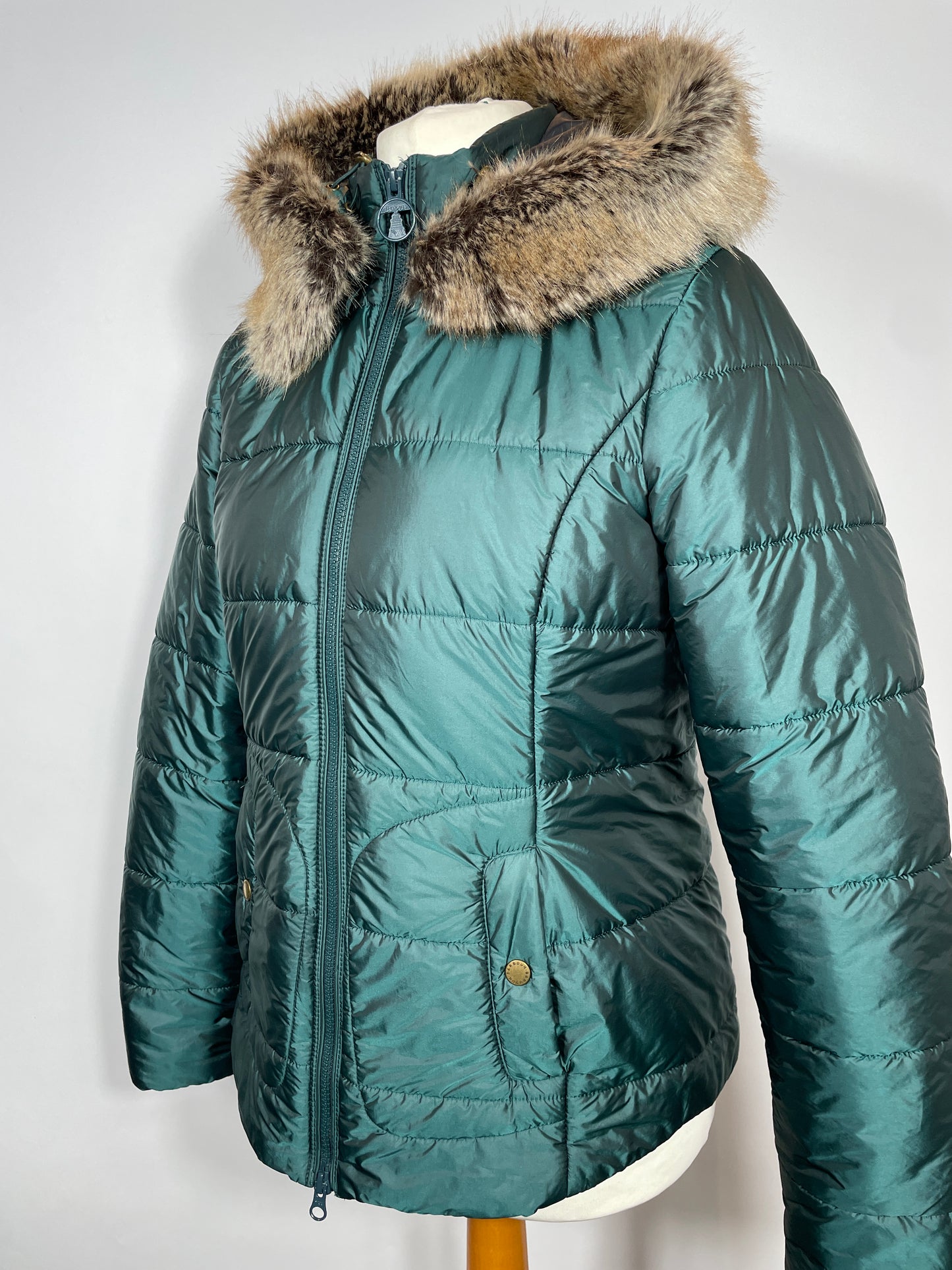 Barbour Green Quilted Coat Size 12 & 14