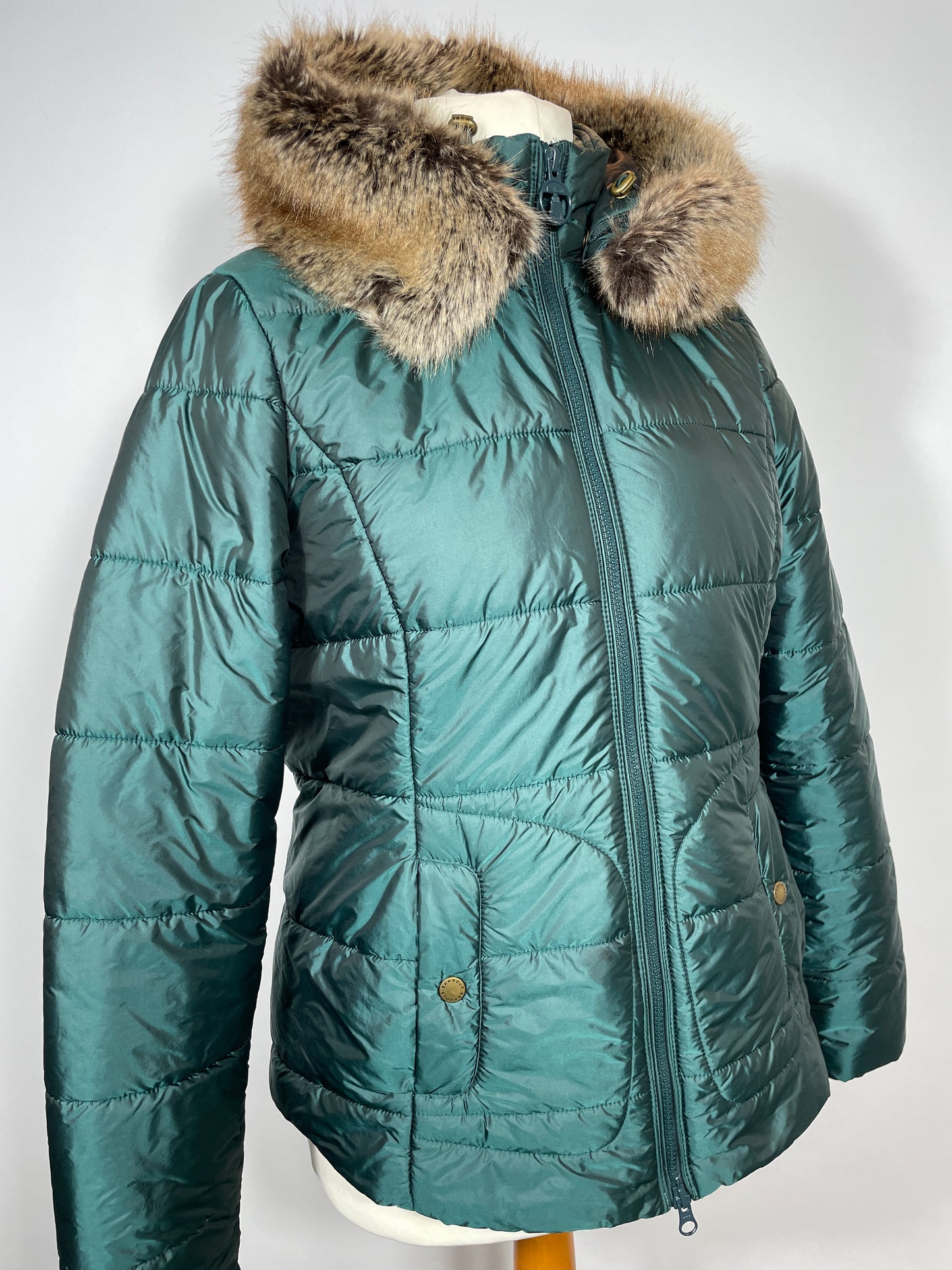 Barbour Green Quilted Coat Size 12 & 14