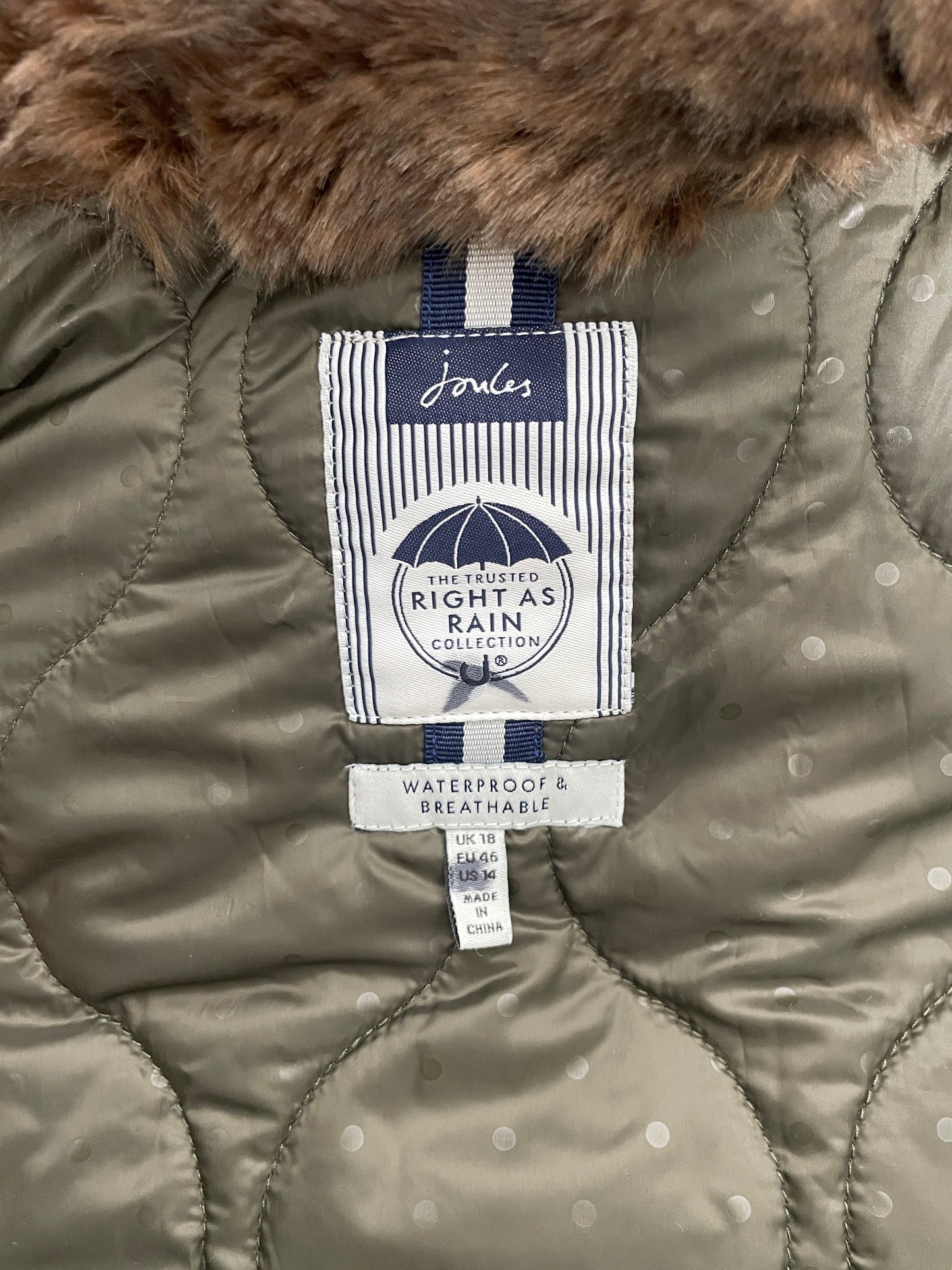Joules Piper Waterproof Coat Size 18 NWT