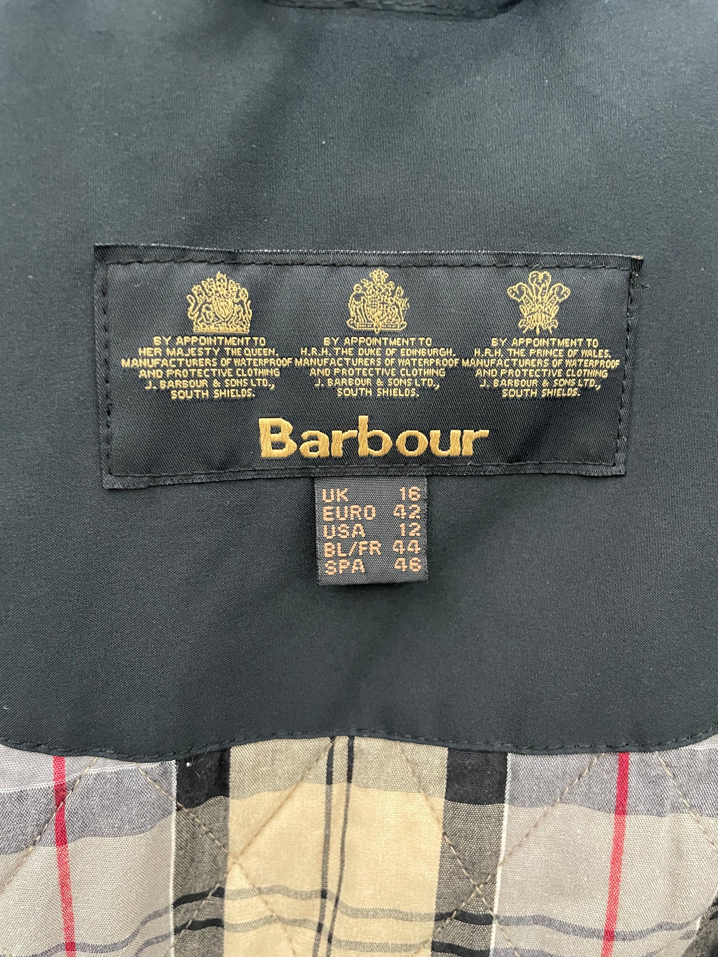 Barbour Waterproof Coat Size 16