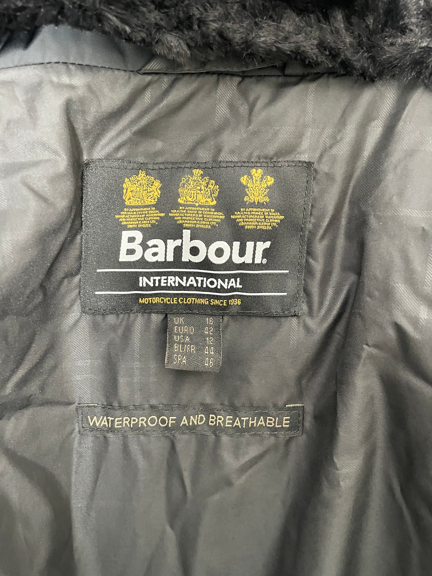 Barbour Waterproof Coat Size 16