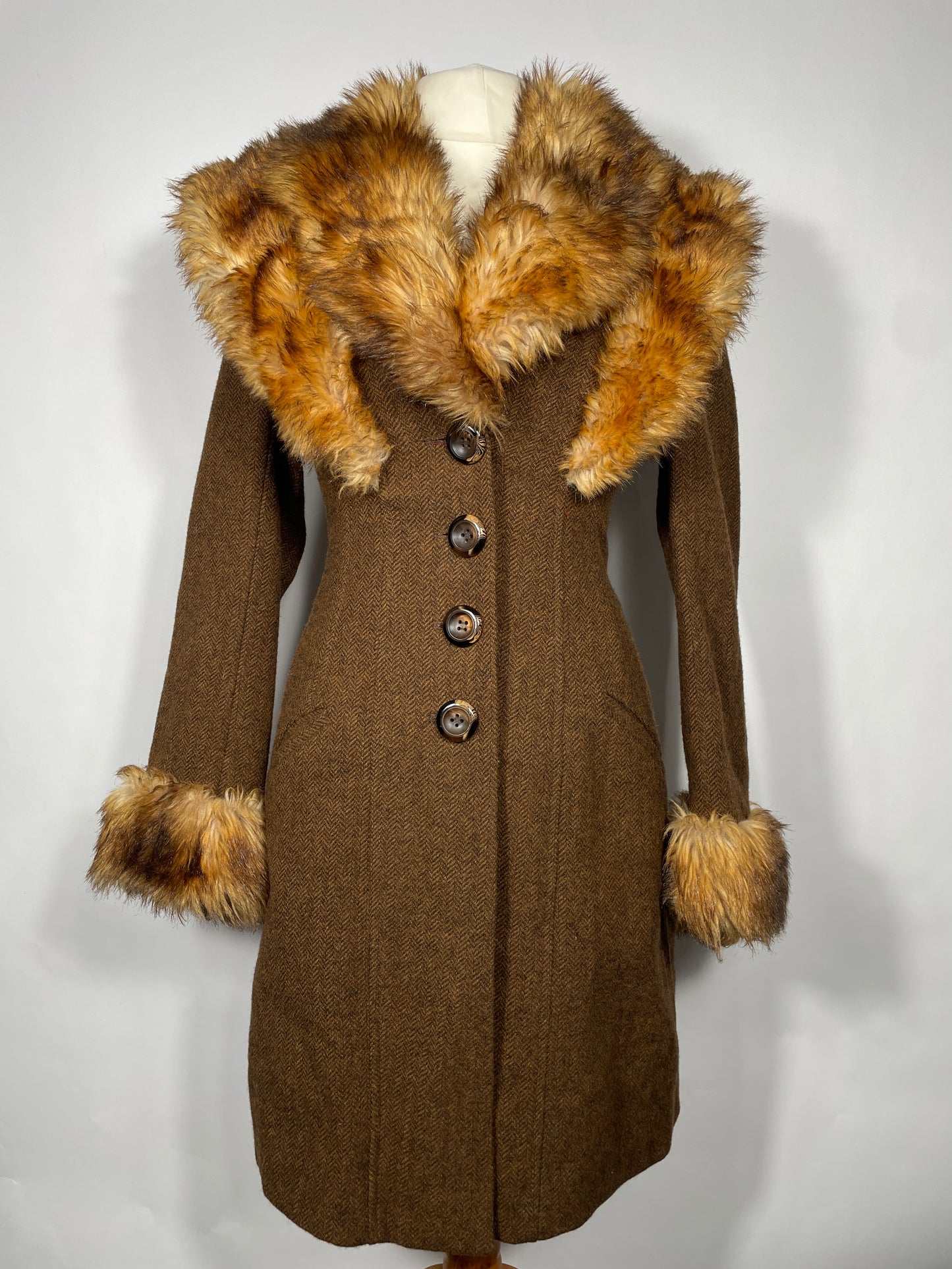 Topshop Premium Herringbone Tweed Coat