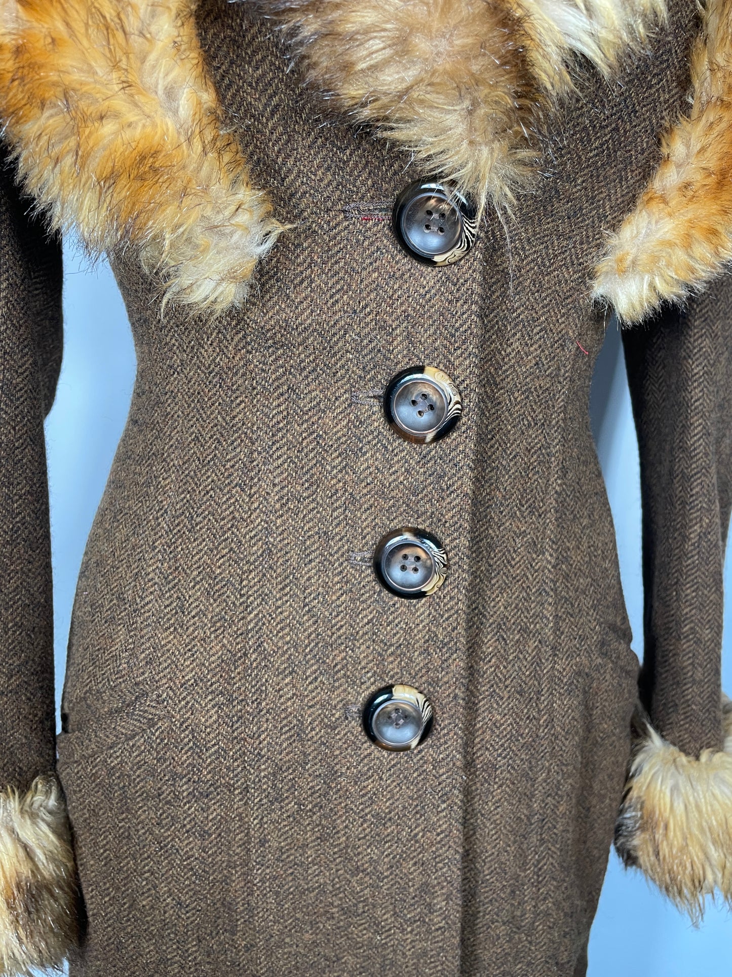 Topshop Premium Herringbone Tweed Coat